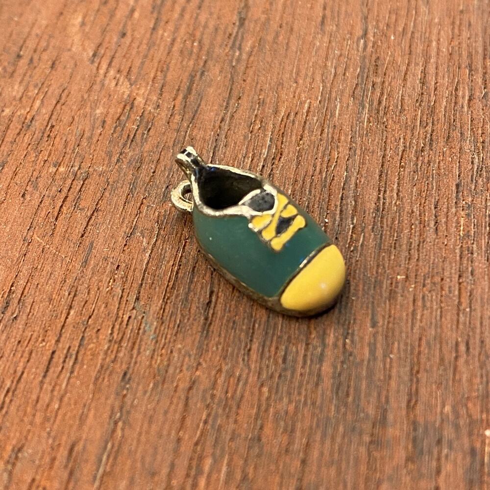 Vintage 925 Sterling Silver Enamel Child Kid Baby Shoe Pendant Bracelet Charm